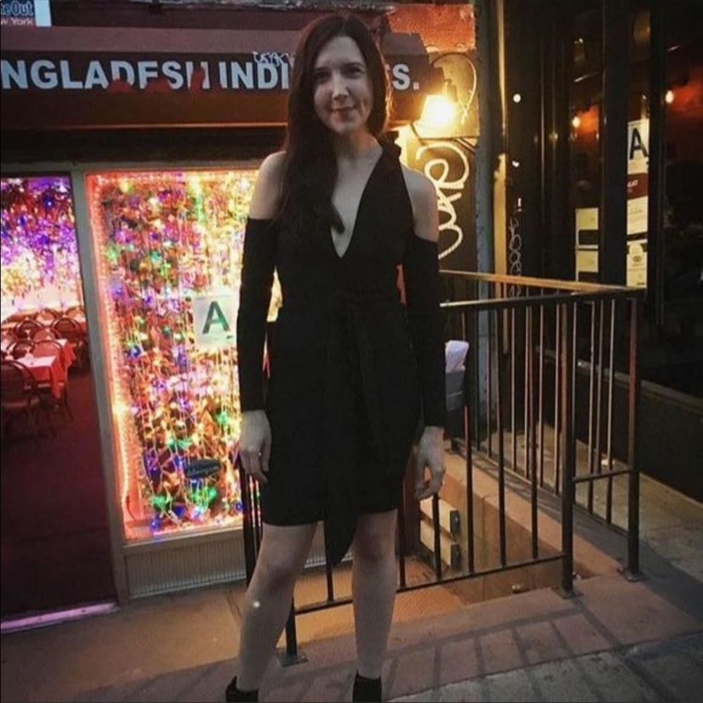 Bec & Bridge 🖤 Black Ponte Mini Cold Shoulder Dress